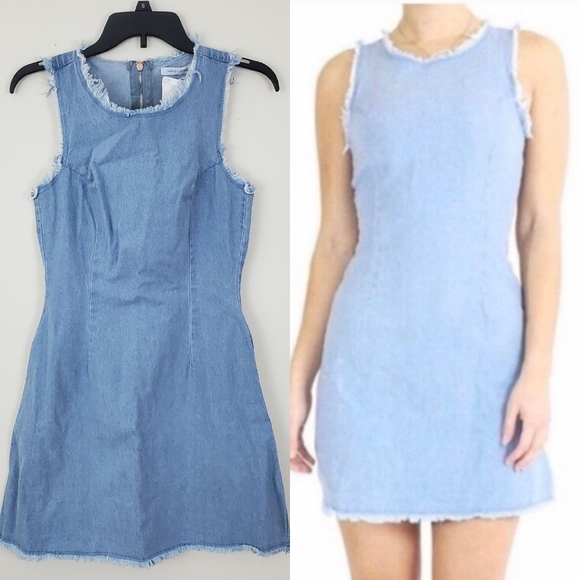 NWT Bishop + Young Denim Frayed Shift Dress - Picture 12 of 12